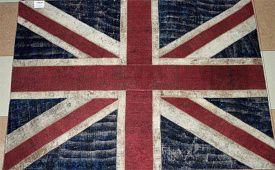 Разноцветный круглый ковер винтажный ручной работы Британский флаг Vintage Flag Patchwork 22201